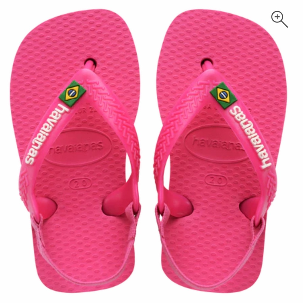 NWOT Havaianas Baby Brazil Logo Flip Flop Sandals in Pink Flux/White
